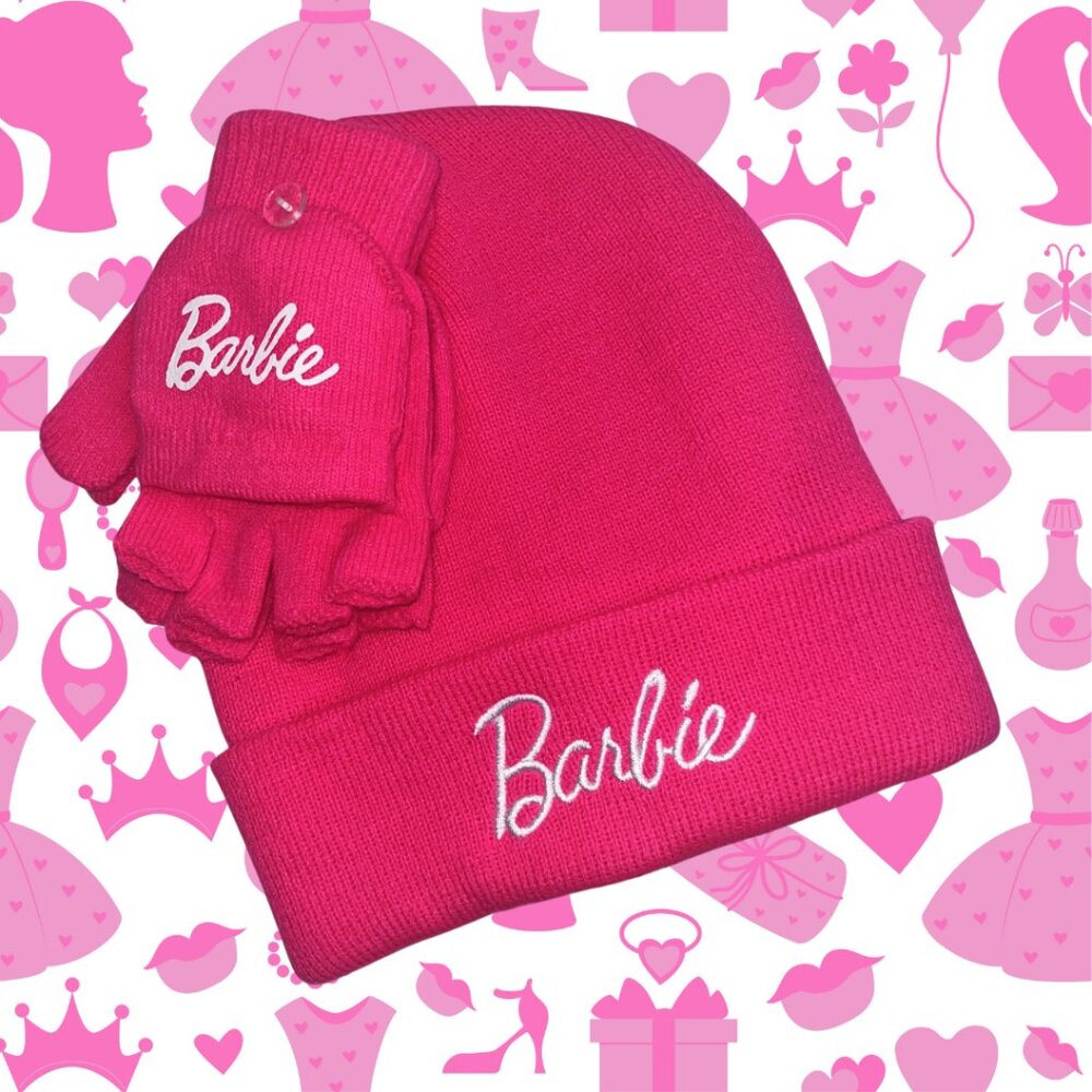BARBIE BEANIE AND GLOVES